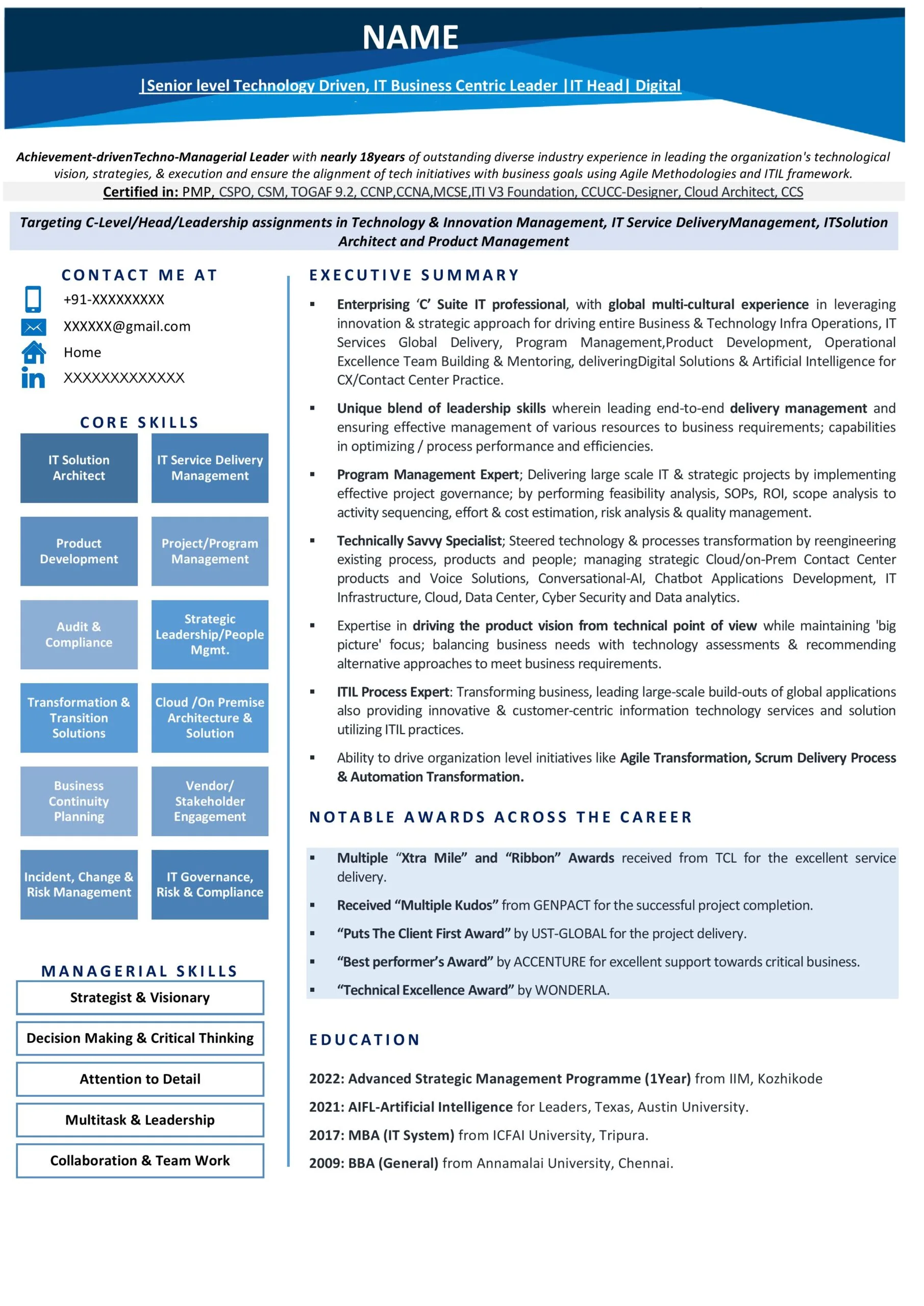 IT Head Resume