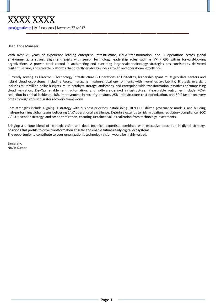 ATS friendly cover letter