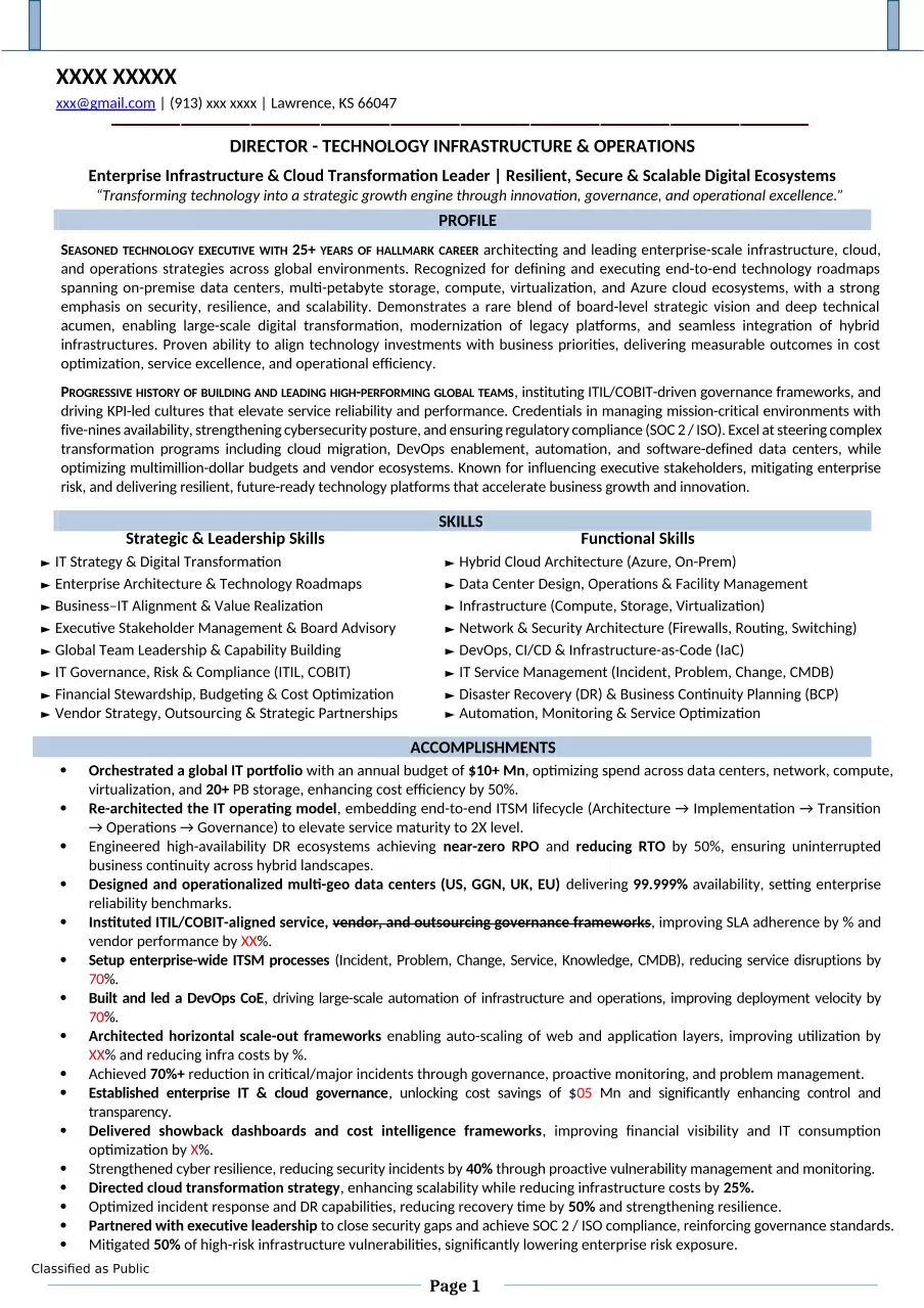 professional resume USA